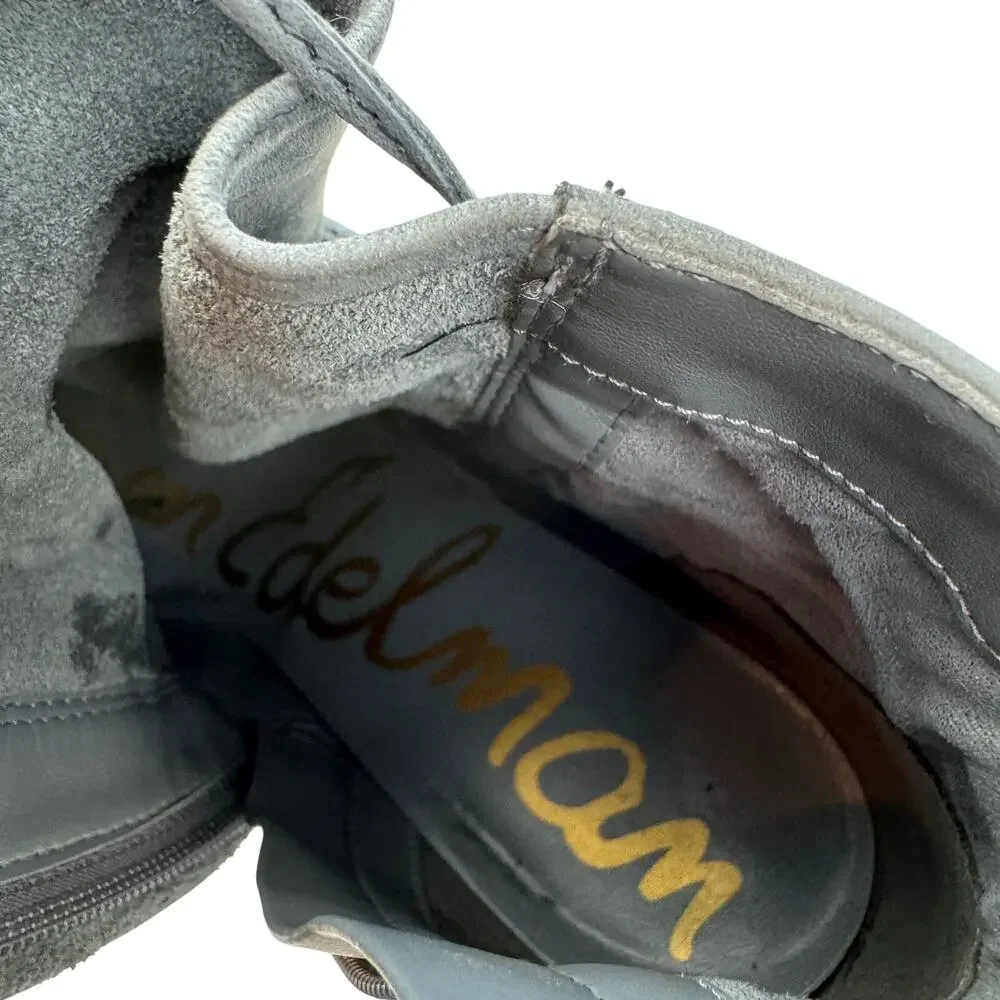 Sam Edelman Millard Boho Gray Soft Suede Lace Up Booties Women's Size 9